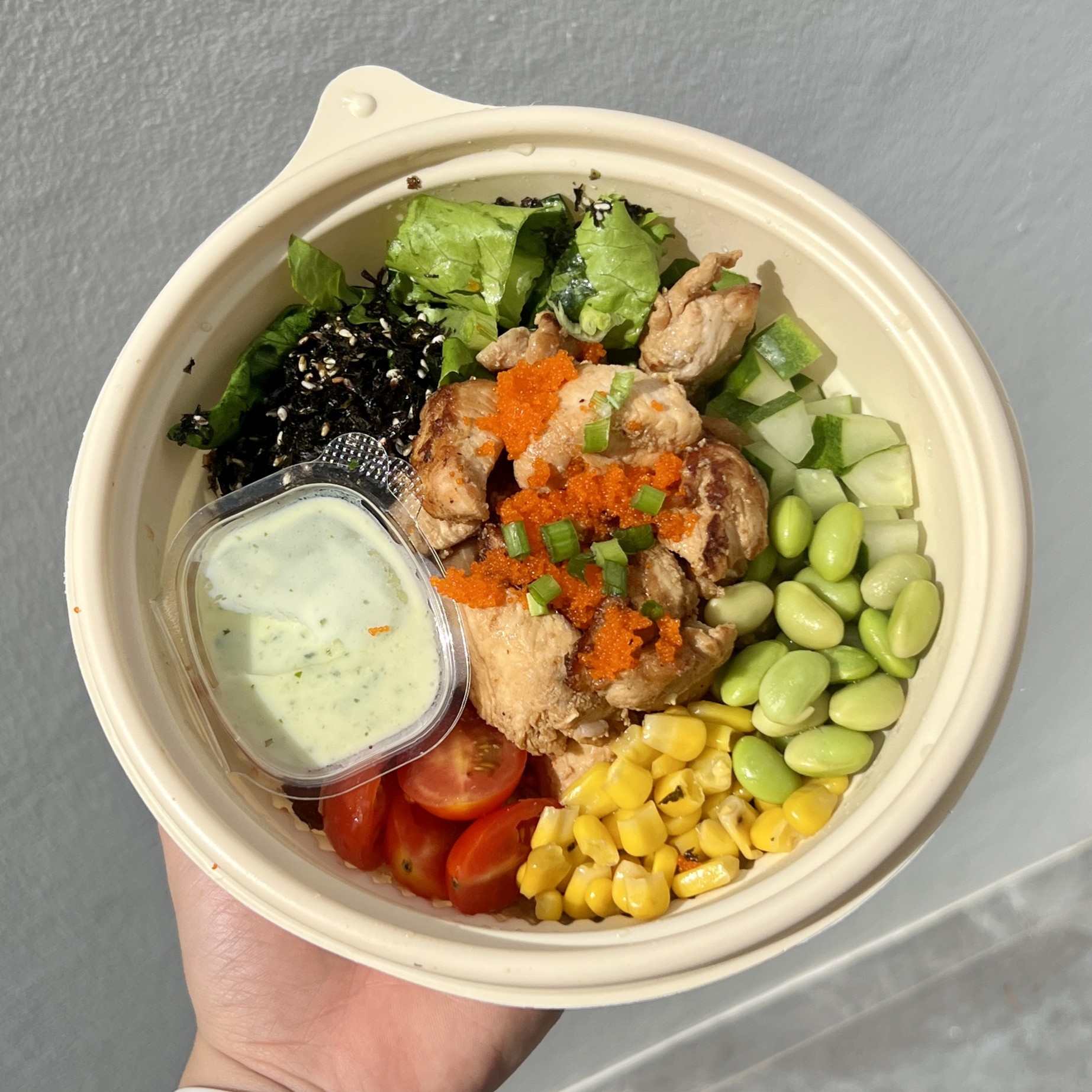 Zesty Lime-Cilantro sauce with Grilled Chicken Poke Bowl (with multigrain rice)