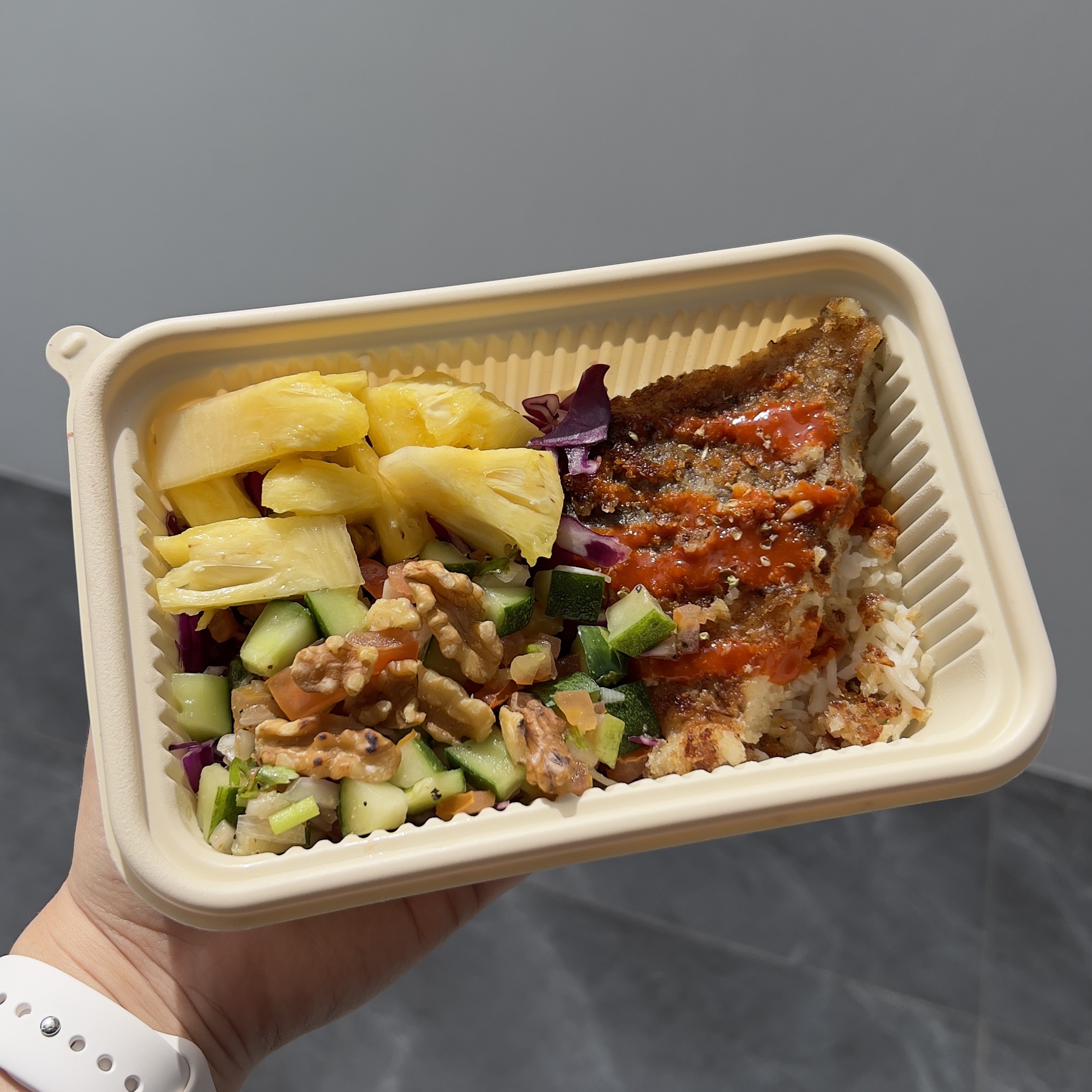 Mediterranean Baked Fish Rice Bowl