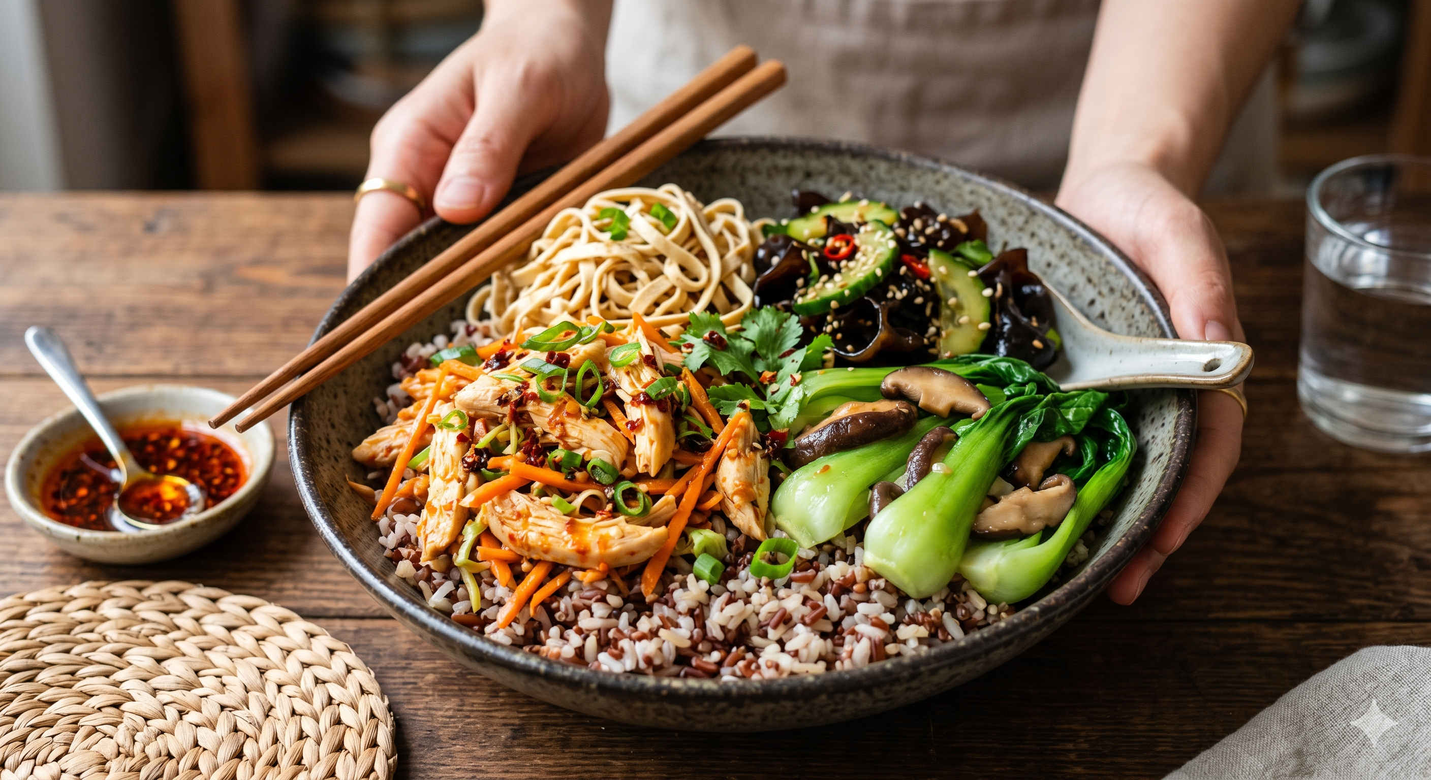 Lemon Shredded Chicken Rice Bowl