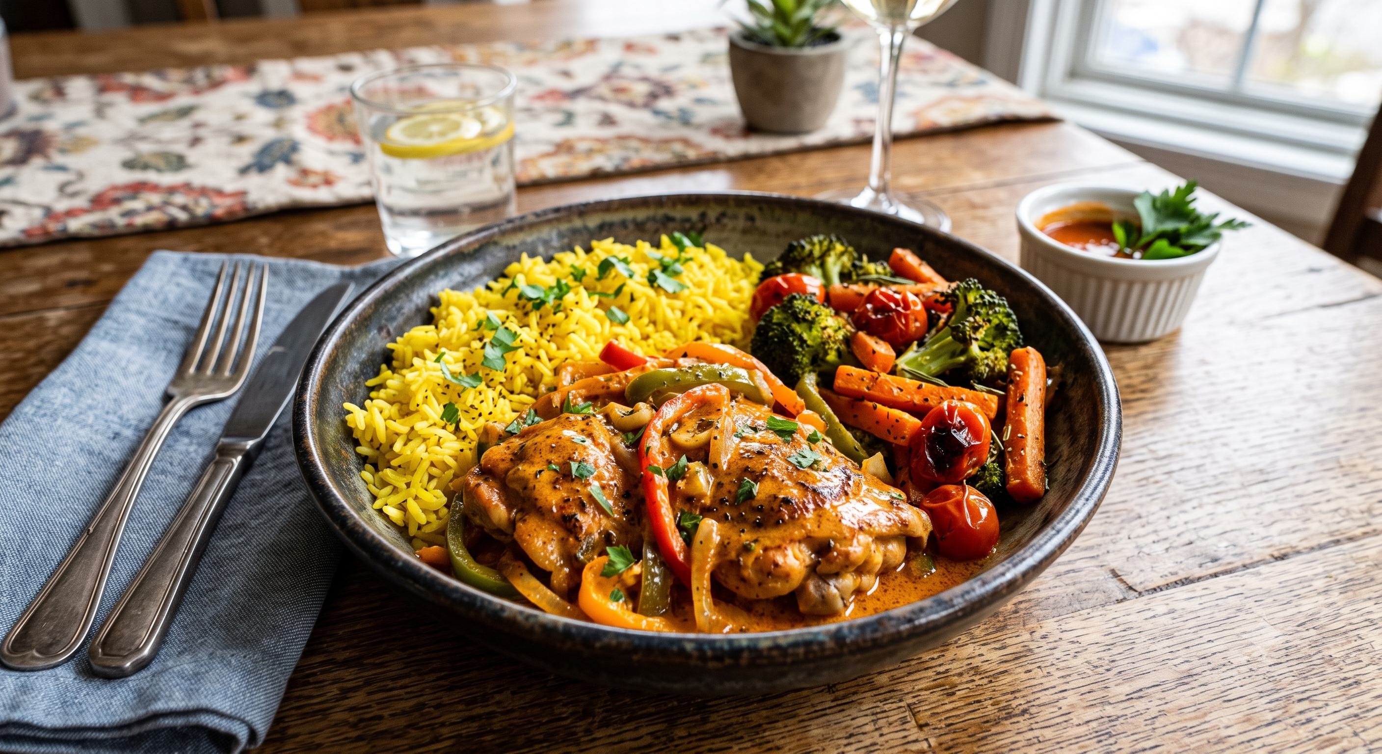 Creamy Cajun Chicken with Turmeric Rice
