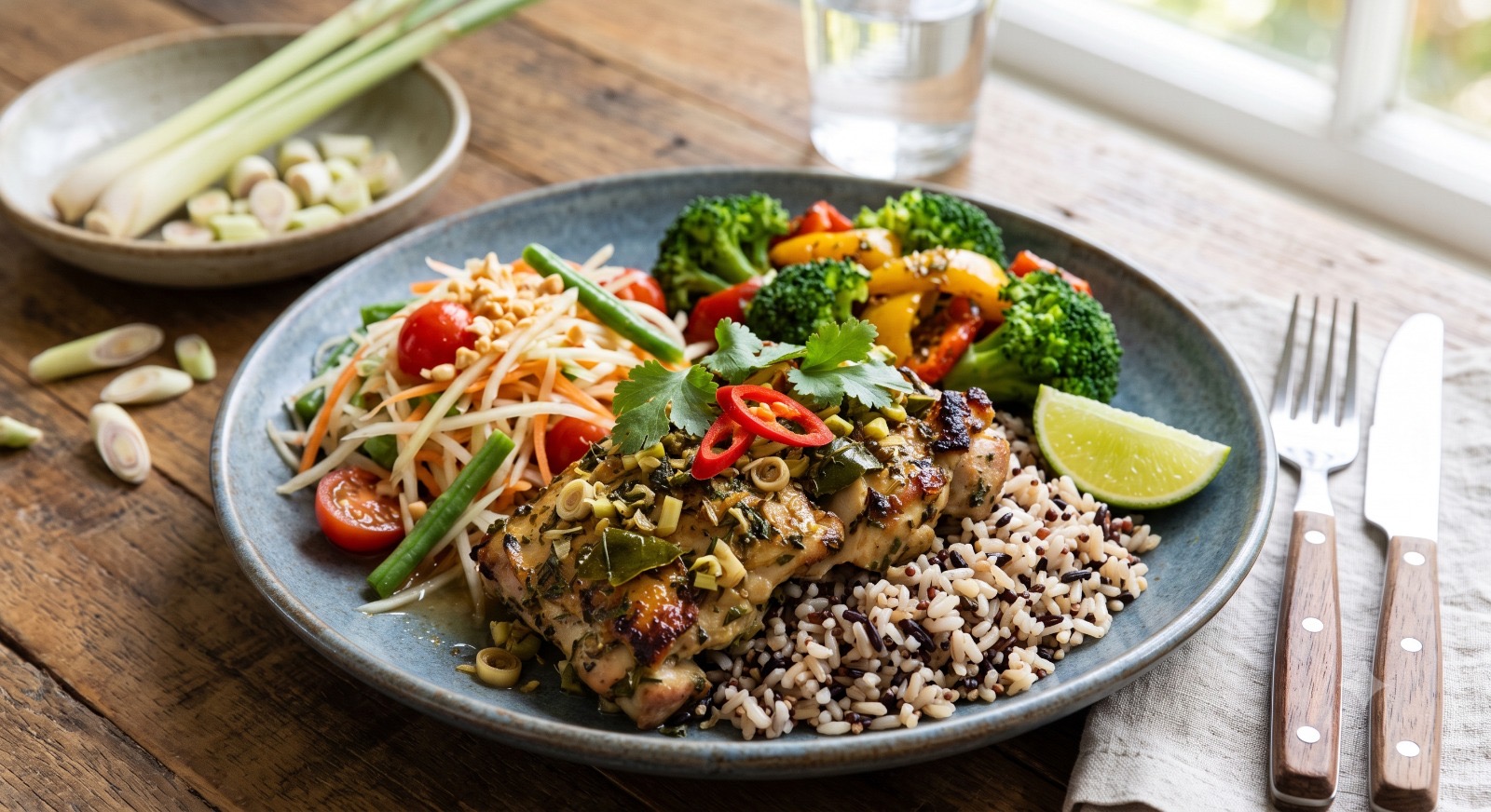Thai Lemongrass chicken Rice Bowl
