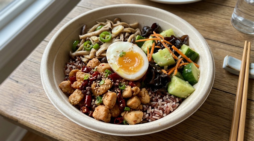 Low Cal Dry Spicy chicken Rice bowl (辣子鸡)